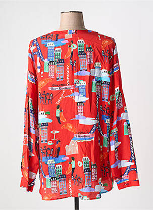 Blouse tissage popeline manches longues rouge ETERNA femme