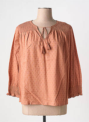 Blouse col rond manches longues orange DEVERNOIS femme
