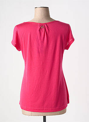 Top col carré manches courtes rose FLEUR DE SEL femme