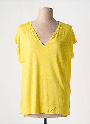 T-shirt col v manches courtes jaune NICE THINGS femme