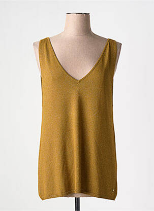 Top col v sans manche marron DES PETITS HAUTS femme