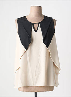 Blouse col rond sans manche beige JOSEPH RIBKOFF femme