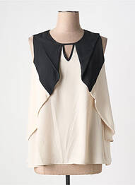 Blouse col rond sans manche beige JOSEPH RIBKOFF femme