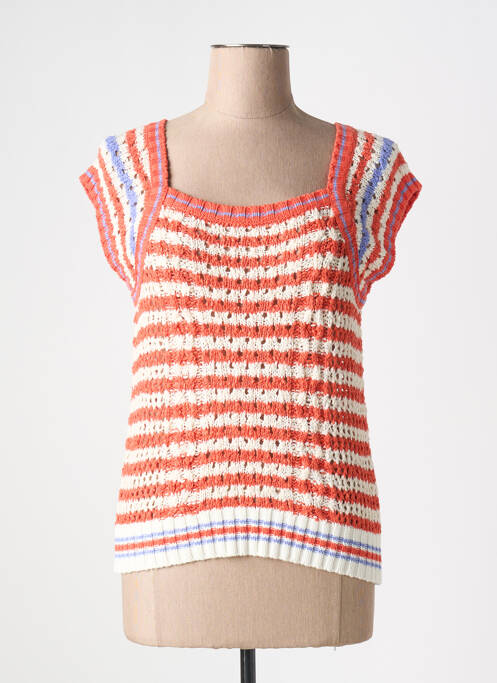 Pull coupe cintrée manches courtes orange CAROLINE BISS femme