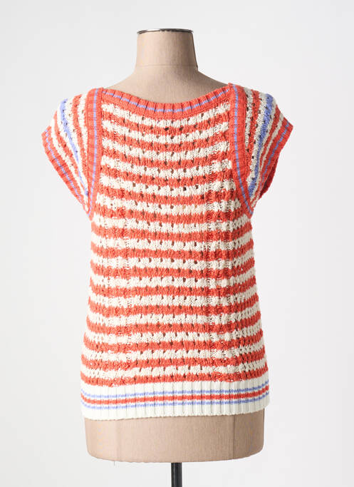Pull coupe cintrée manches courtes orange CAROLINE BISS femme