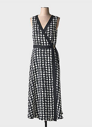 Robe longue imprimé fantaisie sans manche noir JOSEPH RIBKOFF femme