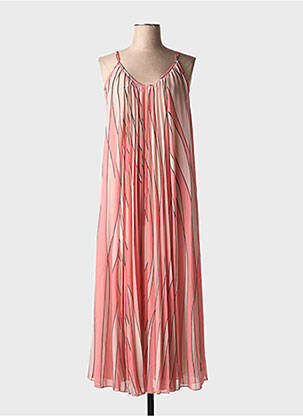 Robe mi-longue imprimé fantaisie sans manche orange MÊME ROAD femme