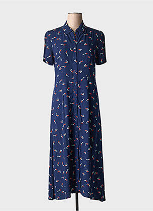 Robe mi-longue imprimé fantaisie manches courtes bleu NICE THINGS femme