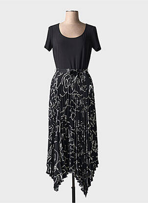 Robe longue imprimé fantaisie manches courtes noir JOSEPH RIBKOFF femme