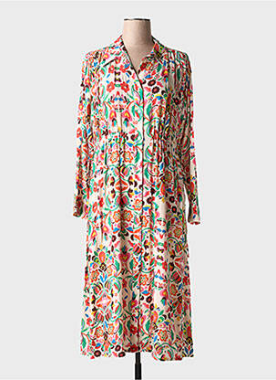 Robe mi-longue imprimé fantaisie manches longues rose MÊME ROAD femme