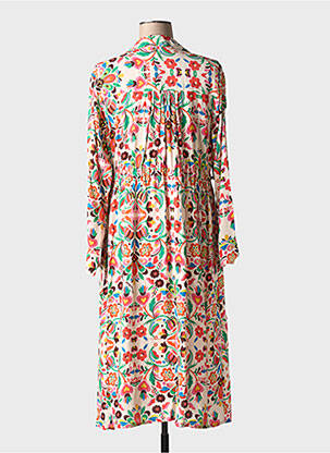 Robe mi-longue imprimé fantaisie manches longues rose MÊME ROAD femme