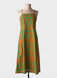 Robe mi-longue imprimé fantaisie sans manche vert NICE THINGS femme