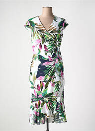 Robe mi-longue fermeture zippée au dos manches courtes vert JOSEPH RIBKOFF femme