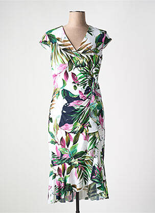 Robe mi-longue fermeture zippée au dos manches courtes vert JOSEPH RIBKOFF femme