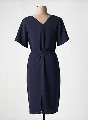 Robe mi-longue tissage crêpe manches courtes bleu ZAPA femme