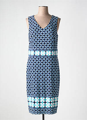 Robe mi-longue imprimé fantaisie sans manche bleu JOSEPH RIBKOFF femme