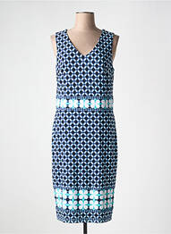 Robe mi-longue imprimé fantaisie sans manche bleu JOSEPH RIBKOFF femme