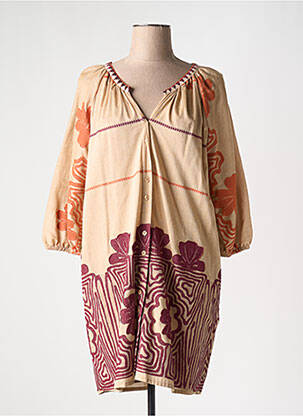 Robe courte manches longues manches longues beige MÊME ROAD femme