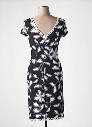 Robe mi-longue imprimé fantaisie manches courtes noir JOSEPH RIBKOFF femme