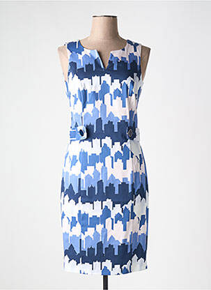 Robe mi-longue imprimé fantaisie sans manche bleu CAROLINE BISS femme