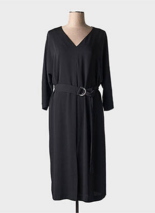 Robe mi-longue manches longues manches longues noir DANIEL HECHTER femme