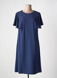 Robe mi-longue fermeture zippée au dos manches courtes bleu BASLER femme