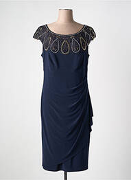 Robe mi-longue fermeture zippée au dos manches courtes bleu JOSEPH RIBKOFF femme