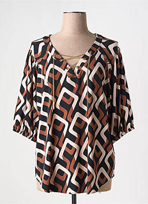 Blouse tissage popeline manches courtes marron JOSEPH RIBKOFF femme