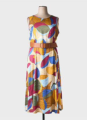 Robe mi-longue imprimé fantaisie sans manche orange CAROLINE BISS femme