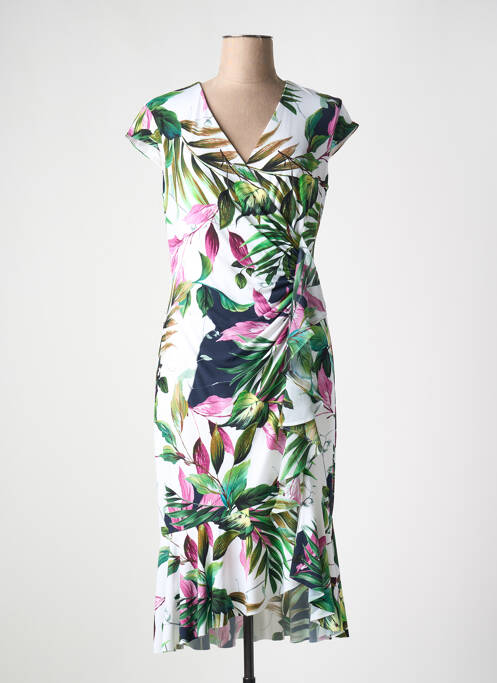 Robe mi-longue fermeture zippée au dos manches courtes vert JOSEPH RIBKOFF femme