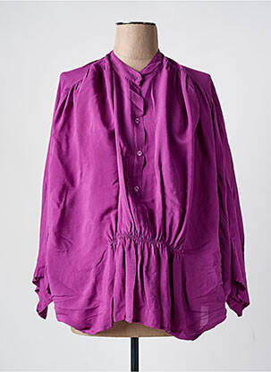 Chemisier col mao manches longues violet MÊME ROAD femme