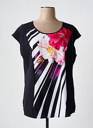 Top imprimé fantaisie manches courtes noir BASLER femme