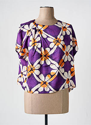 Top imprimé fantaisie sans manche violet CAROLINE BISS femme