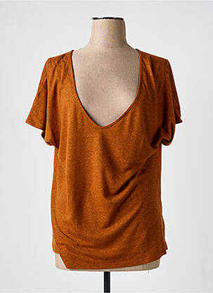 Top coupe fluide manches courtes marron NICE THINGS femme