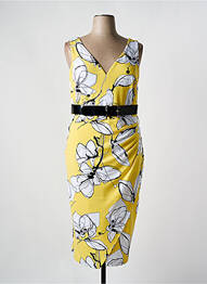 Robe mi-longue imprimé fantaisie sans manche jaune JOSEPH RIBKOFF femme