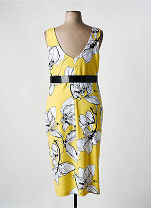 Robe mi-longue imprimé fantaisie sans manche jaune JOSEPH RIBKOFF femme