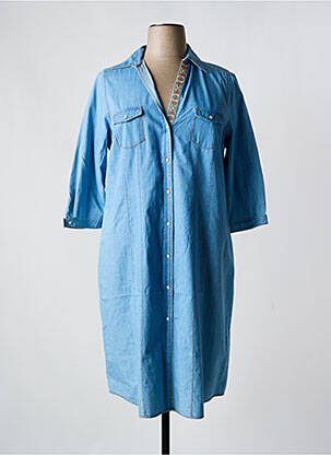 Robe mi-longue manches 3/4 manches 3/4 bleu DEVERNOIS femme