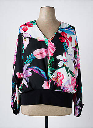 Top imprimé fantaisie manches longues noir JOSEPH RIBKOFF femme
