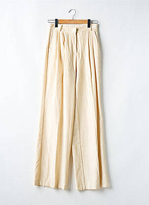 Pantalon large fermeture zippée sous rabat avec crochet taille normale beige DIXIE femme