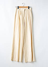 Pantalon large fermeture zippée sous rabat avec crochet taille normale beige DIXIE femme
