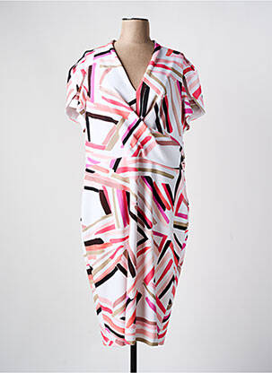 Robe mi-longue tissage crêpe manches courtes blanc JOSEPH RIBKOFF femme