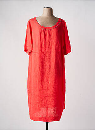 Robe mi-longue tissage crêpe manches courtes rouge DEVERNOIS femme