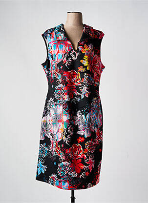 Robe mi-longue imprimé fleurs sans manche noir JOSEPH RIBKOFF femme