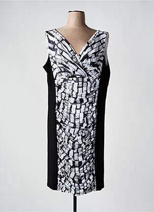 Robe mi-longue imprimé fantaisie sans manche noir JOSEPH RIBKOFF femme