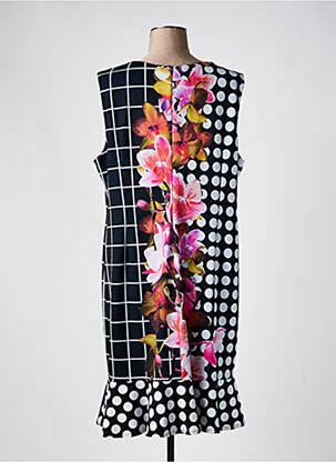 Robe mi-longue imprimé fleurs sans manche noir JOSEPH RIBKOFF femme