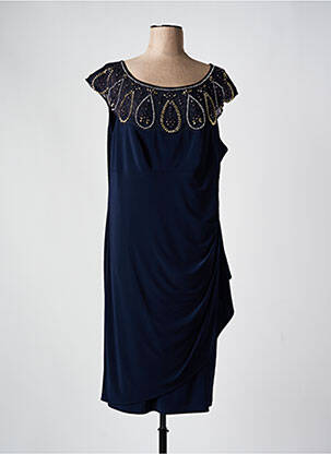 Robe mi-longue tissage crêpe sans manche bleu JOSEPH RIBKOFF femme