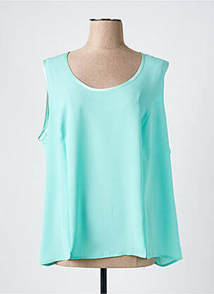 Top tissage crêpe sans manche bleu CHRISTIAN MICHEL femme
