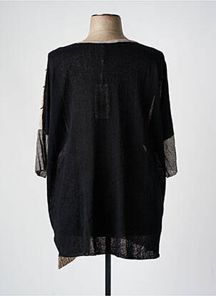 Pull tunique tissage chiné manches 3/4 marron CINZIA CALDI femme