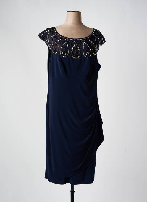 Robe mi-longue tissage crêpe sans manche bleu JOSEPH RIBKOFF femme