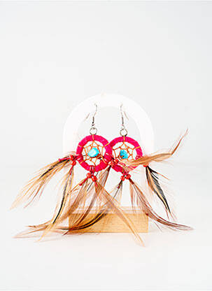 Boucles d’oreilles ornement breloque / pampille rose TATA GISELE femme